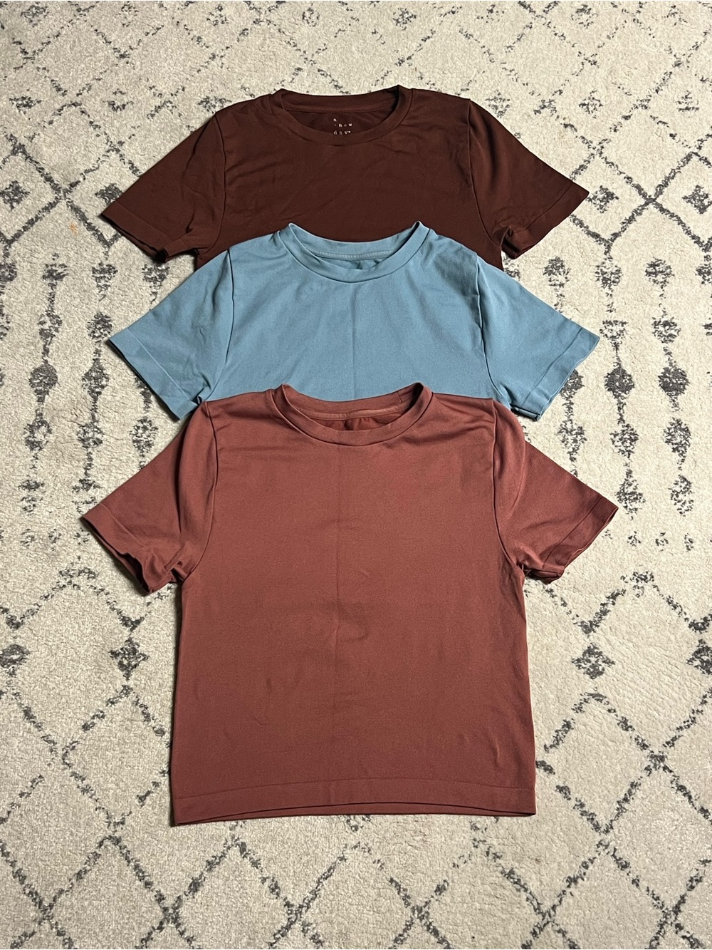 a new day body contour tees - Brown, Dusty Blue, Rusty Peach